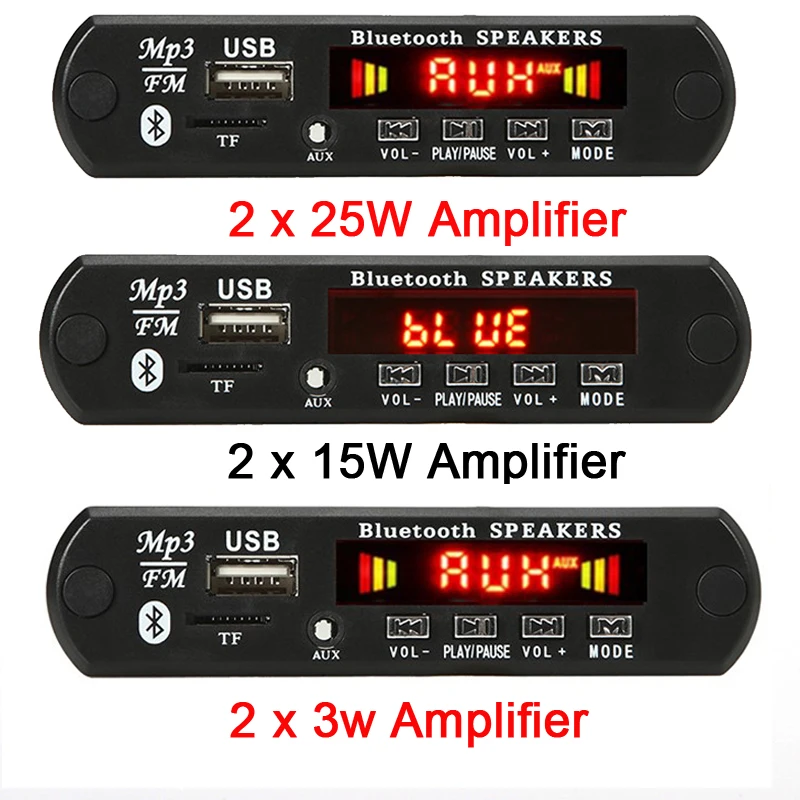 2*15W/2*25W amplificador MP3 Player Bluetooth decodificador de 12V 12V Bluetooth 5,0 50W amplificador FM Radio módulo de apoyo TF USB AUX