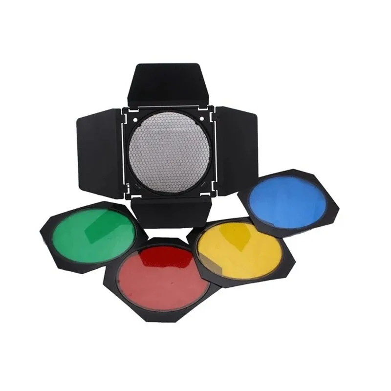 Godox BD 04 Barn Door + Honeycomb Grid 4 Color filter Kits for Photo Studio Flash Filter светильник Set Photography Accessories|honeycomb