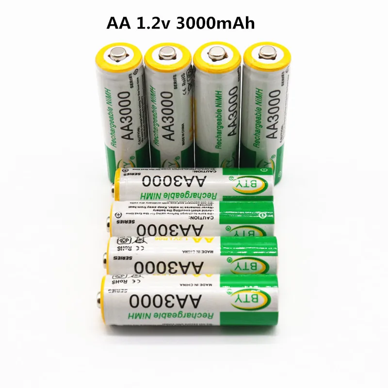 8 PCS Battery Новинка 1,2 V 3000mAh никель-металлогидридные AA предварительно заряженные аккумуляторы ni-mh аккумуляторная батарея аа для игрушечная камера+ AA зарядка - Цвет: 8 PCS Battery