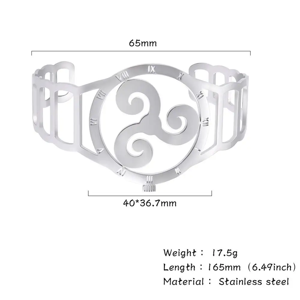 My shape Браслет-манжета Triskelion Viking винтажный Готический Ирландский Узел женские часы браслет из нержавеющей стали руны римские цифры подарок