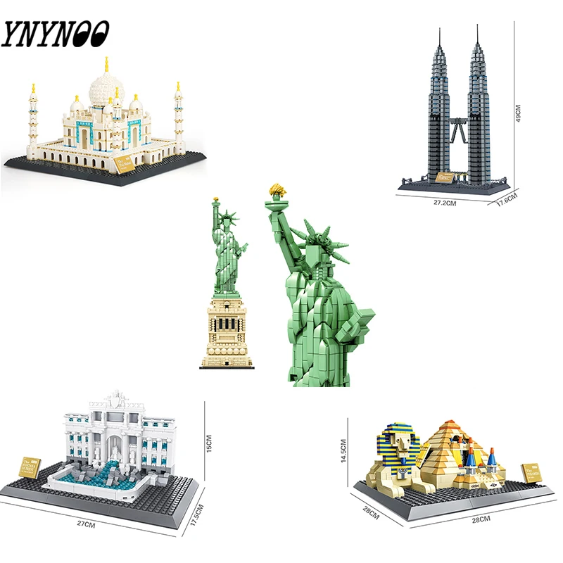 

City Architecture Statue of Liberty Compatible legoingly City America New York Pairs London Taj Mahal Model Building Blocks Toys
