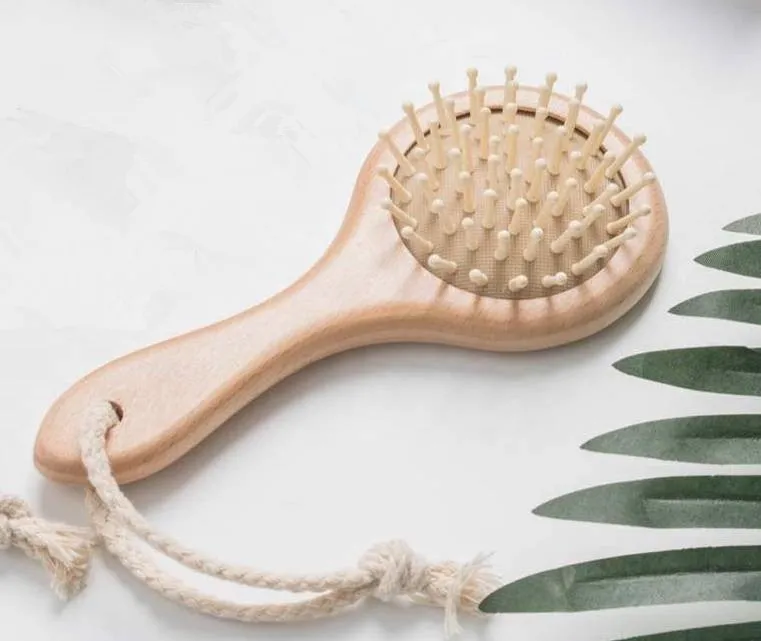 Kids / Women Hair Comb Mini Round Detangling Wood Hair Brush Child Portable Travel Anti-static Comfortable Head Massager Combs square frames mini canvas oil drawing stretched panel diy white wood blank boards painting wrap child