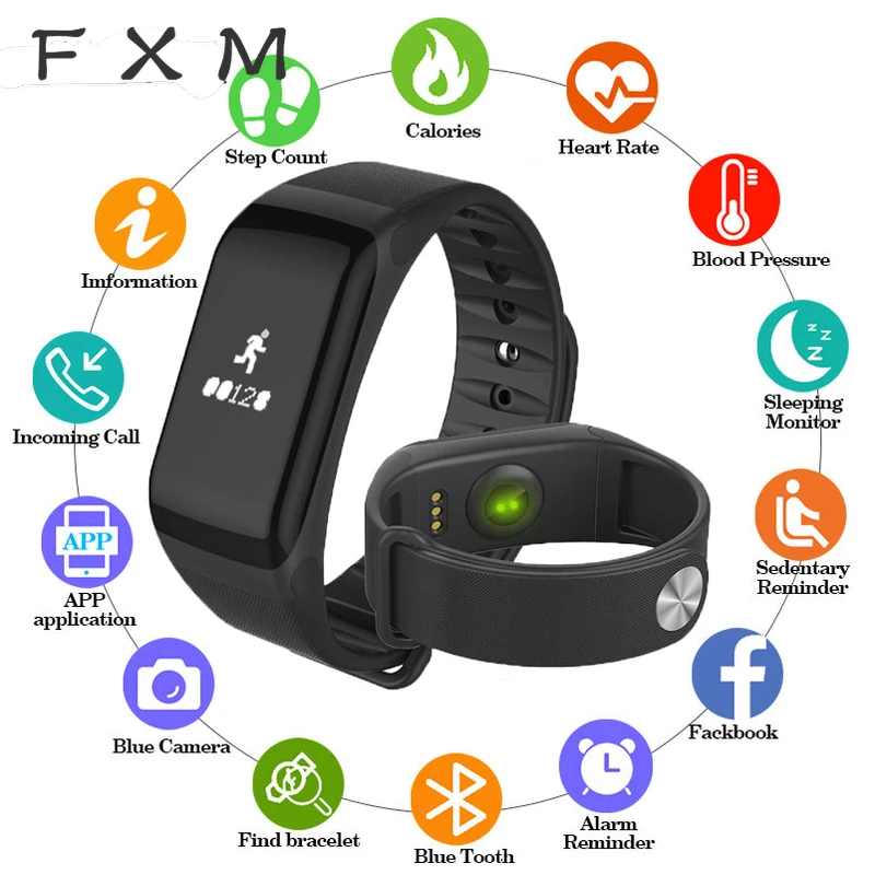 

FXM Smart Armband Podometer Smart Band Heart Rate Monitor Pulsometer Smart Uhren Blutdruck Messung Puls Uhr mens digital watches
