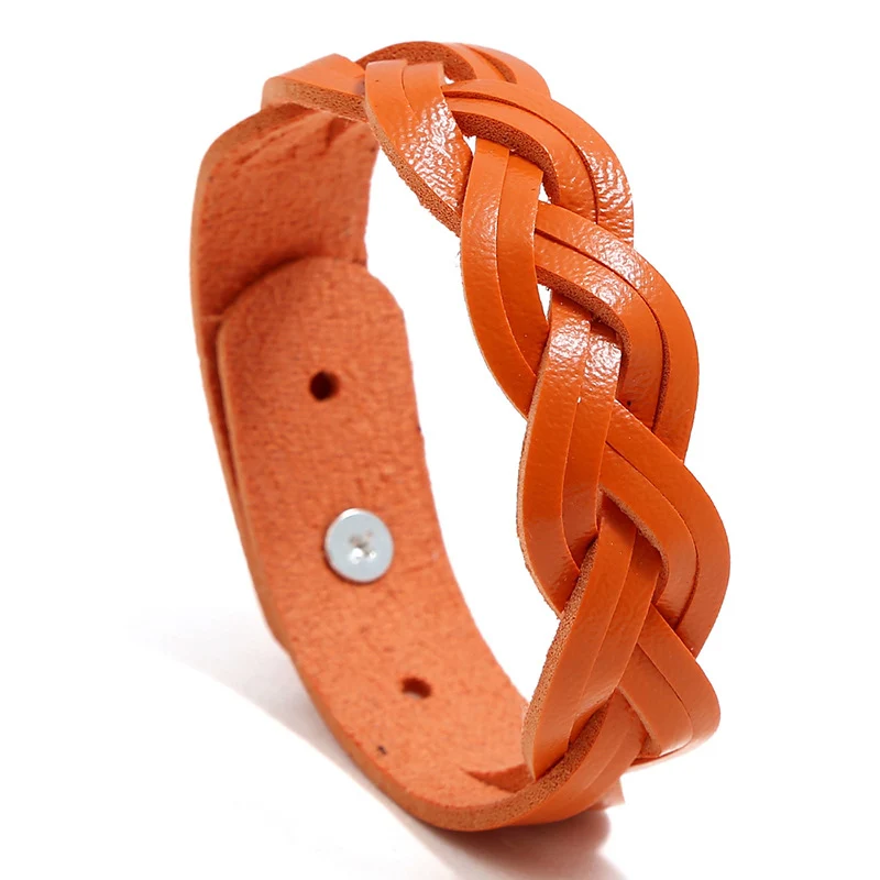 NIUYITID New PU Leather Braid Women Bracelets Girls Charm Wrist Accessories Brazaletes Korea Jewelry Cheap Dropshipping - Окраска металла: orange