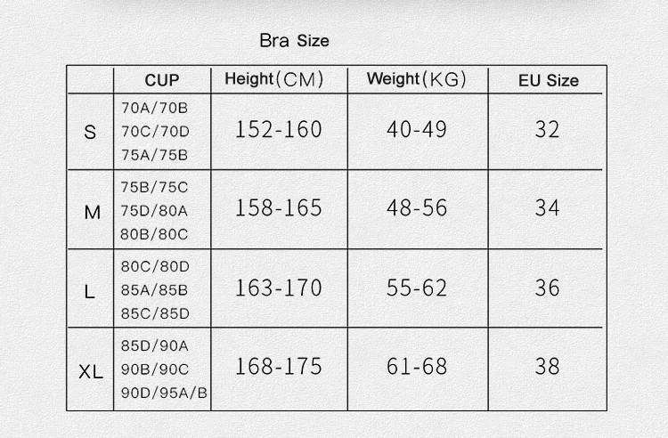 义乌市川顿服饰有限公司 BRA SIZE