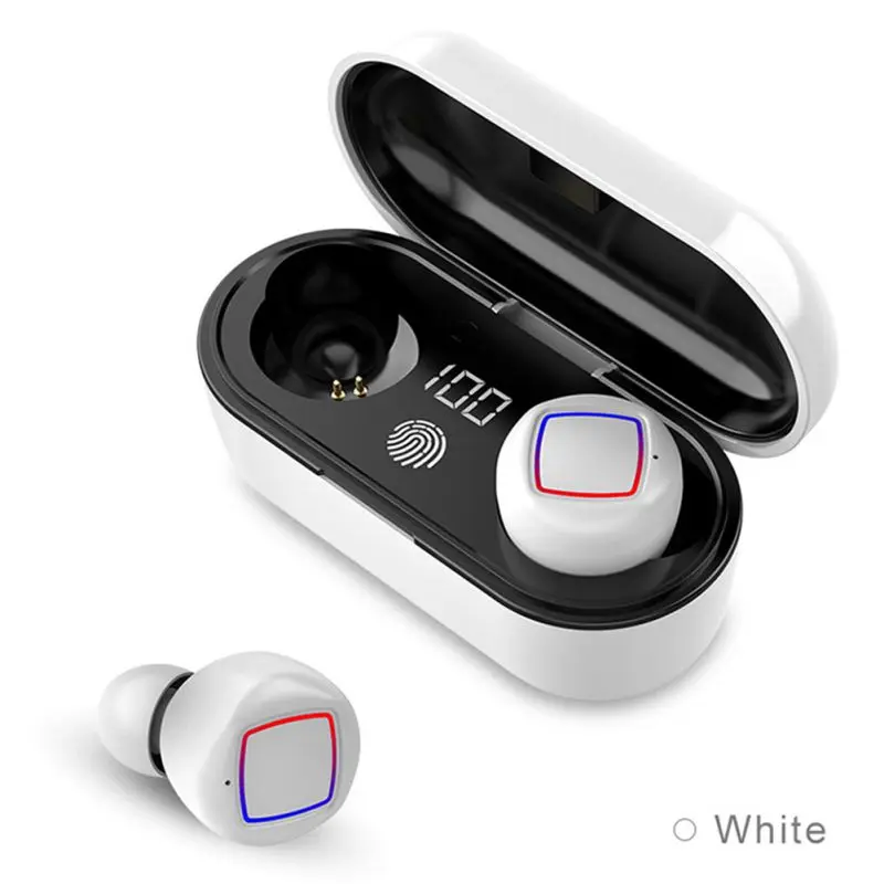 TWS беспроводные bluetooth-наушники стерео 3D сенсорный контроль Отпечатков пальцев 5 В наушники-вкладыши с микрофоном с зарядным чехлом белый черный - Цвет: Белый