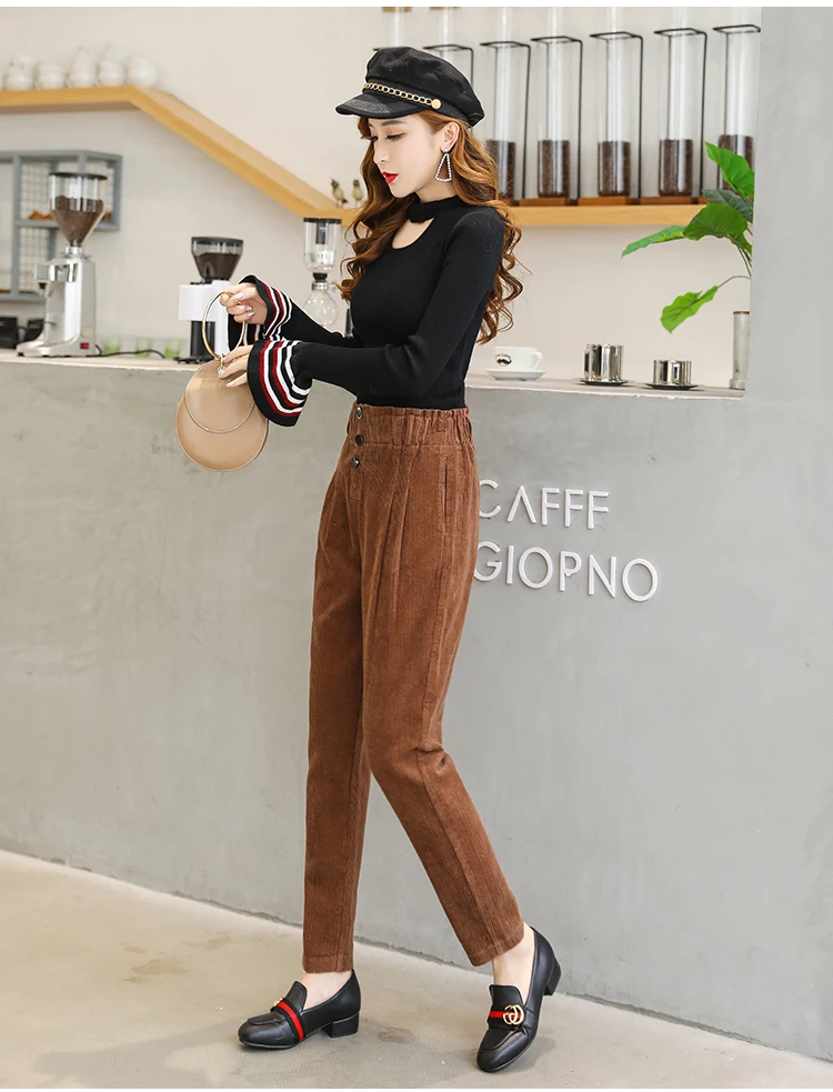 Women Corduroy Pants Vintage Casual Warm Woman Corduroy Trousers Loose Harem Pant S-5XLPlus Size Autumn Winter New Fashion