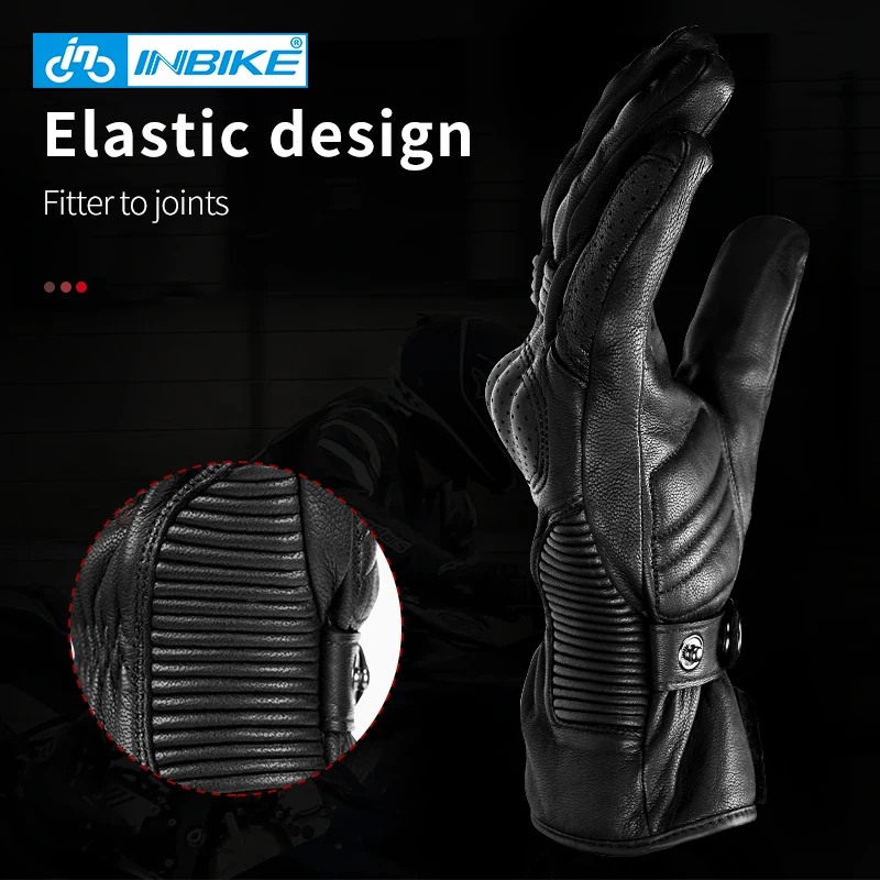 Winter Goat Skin Cycling Gloves Shell Gear protection Motorbike Bicycle Skiing Thermal