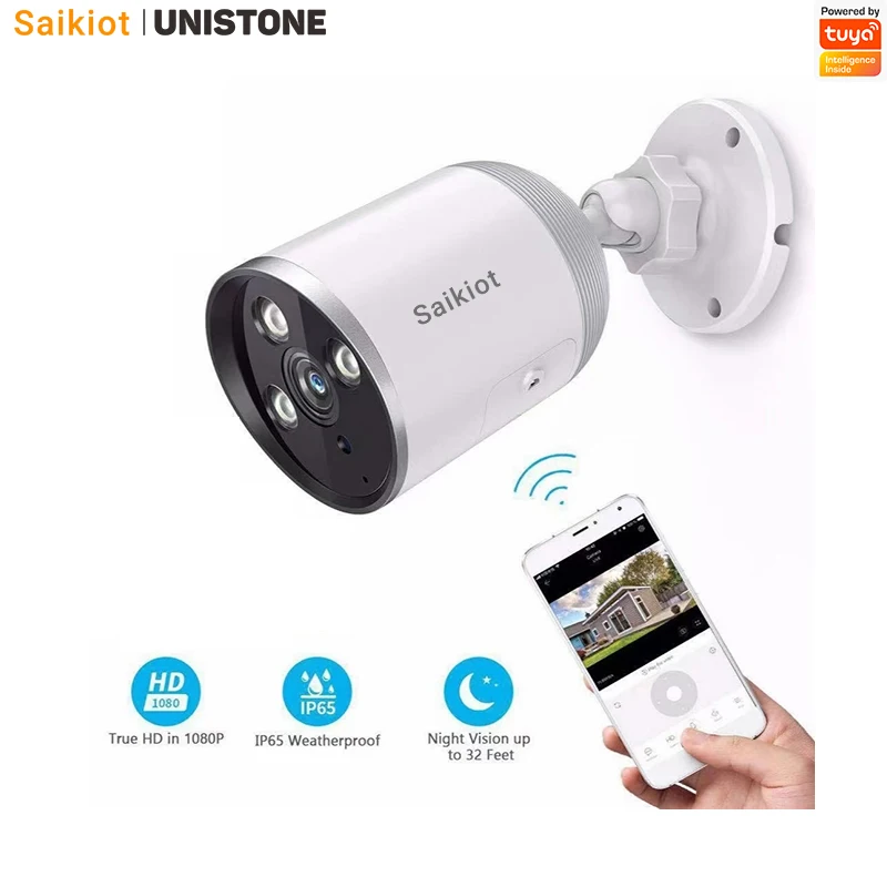 Saikiot Tuya Smart Wifi Camera 3Mp Bidirezionale Audio Motion Detection Dual Light Wifi Custodia In Plastica Bullet Security Camera