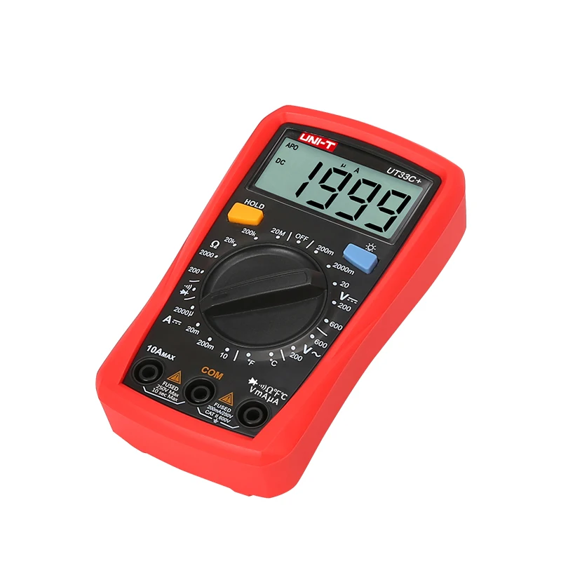 UNI-T UT33C+ мини цифровой мультиметр температура Карманный AC/DC Вольтметр цифровой амперметр непрерывность тест с тестовыми проводами