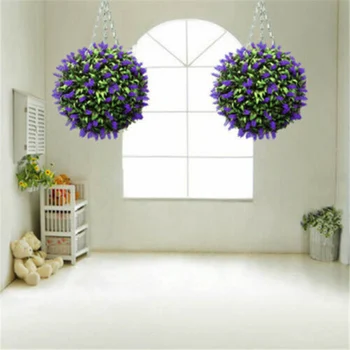 

Homemade Purple Lavender Hanging Topiary Ball Flower Plant Decor Basket Pot Handmade EIG88