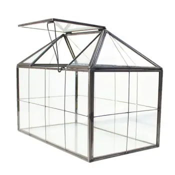 

Glass Terrarium Jewelry Box Clear Glass Box Geometrical Box ,House Shape Close Glass Geometric Terrarium Tabletop Succulent Plan
