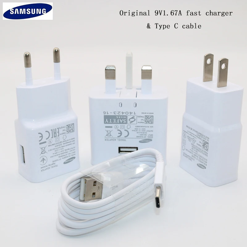 Samsung S8 S9 plus Оригинальное быстрое зарядное устройство 15 Вт 9V1. 67A usb type C кабель