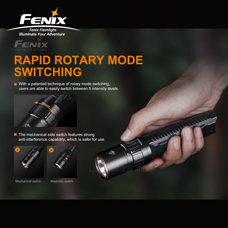  AA Torch Light Fenix LD42 1000 Lumens High-output Flashlight with Mechanical Rotary Switch - 4000036820873