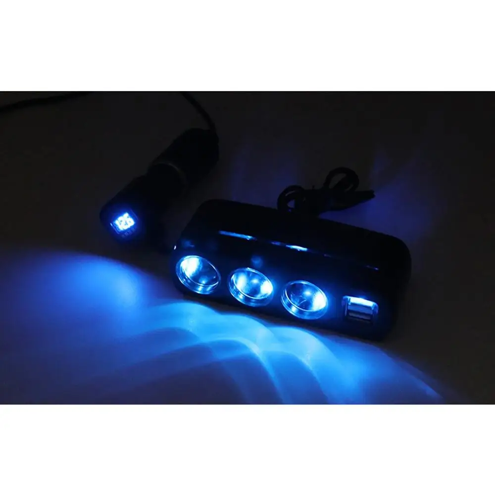 3-Socket Cigarette Lighter Power Adapter DC Outlet Splitter Dual USB Car Charger for iPhone