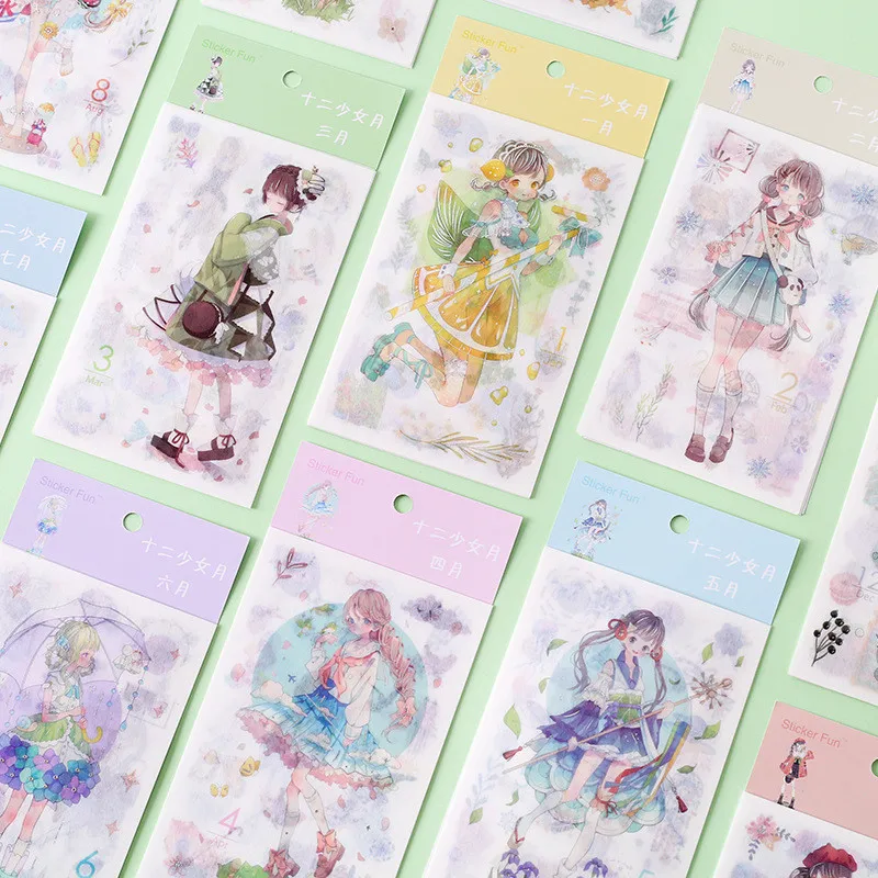 

6pcs and Wind Stickers Pack Cartoon Anime Cute Fresh December Girl Series Hand-painted Mobile Diary Hand Account Laptop Stickers
