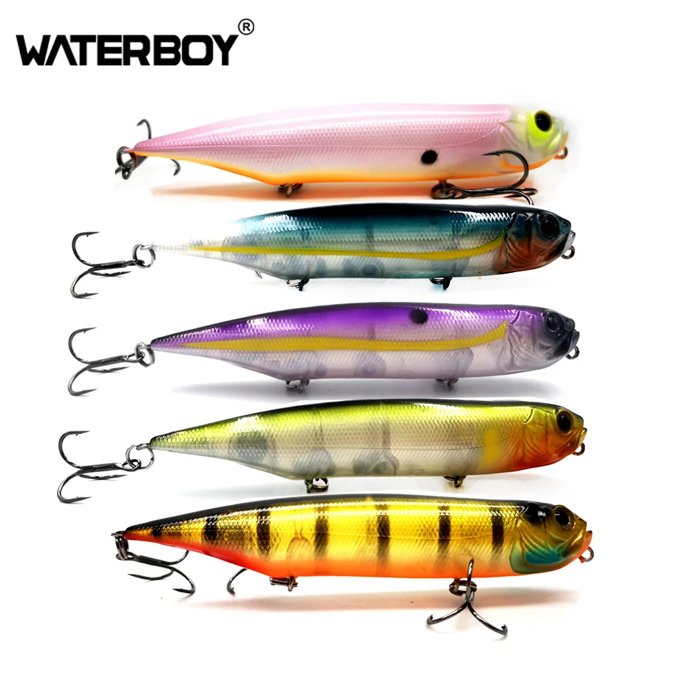 

WATERBOY 12cm 21g Pencil Fishing Bait Saltwater Topwater Fish Dog Rattle Artificial Stick Bait 3 Hooks Hard Fishing Lure