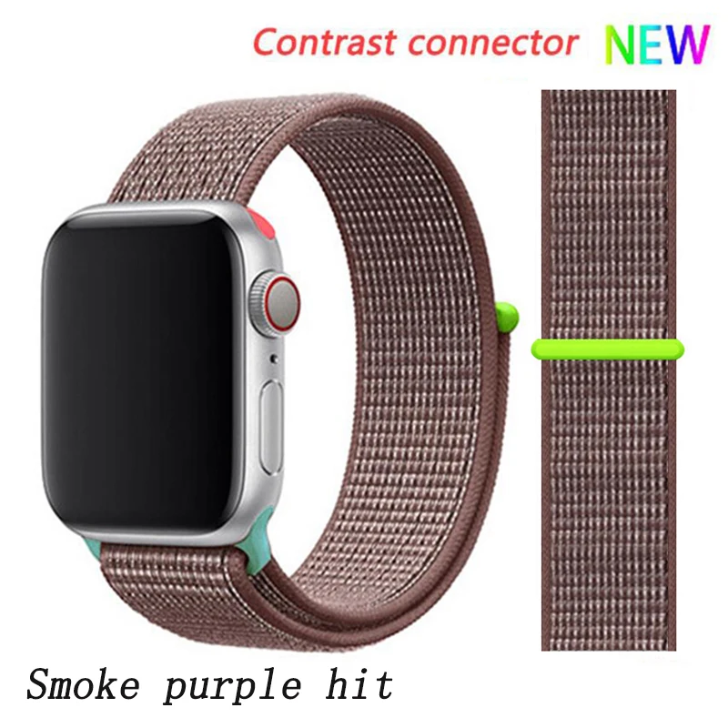Smoke purple 10 hit Ремешок для apple watch 5 4 band correa apple watch 42 мм 44 мм 38 мм 40 мм iwatch series 5 4 3 2 1 нейлоновый браслет pulseira - Цвет ремешка: Smoke purple 10 hit