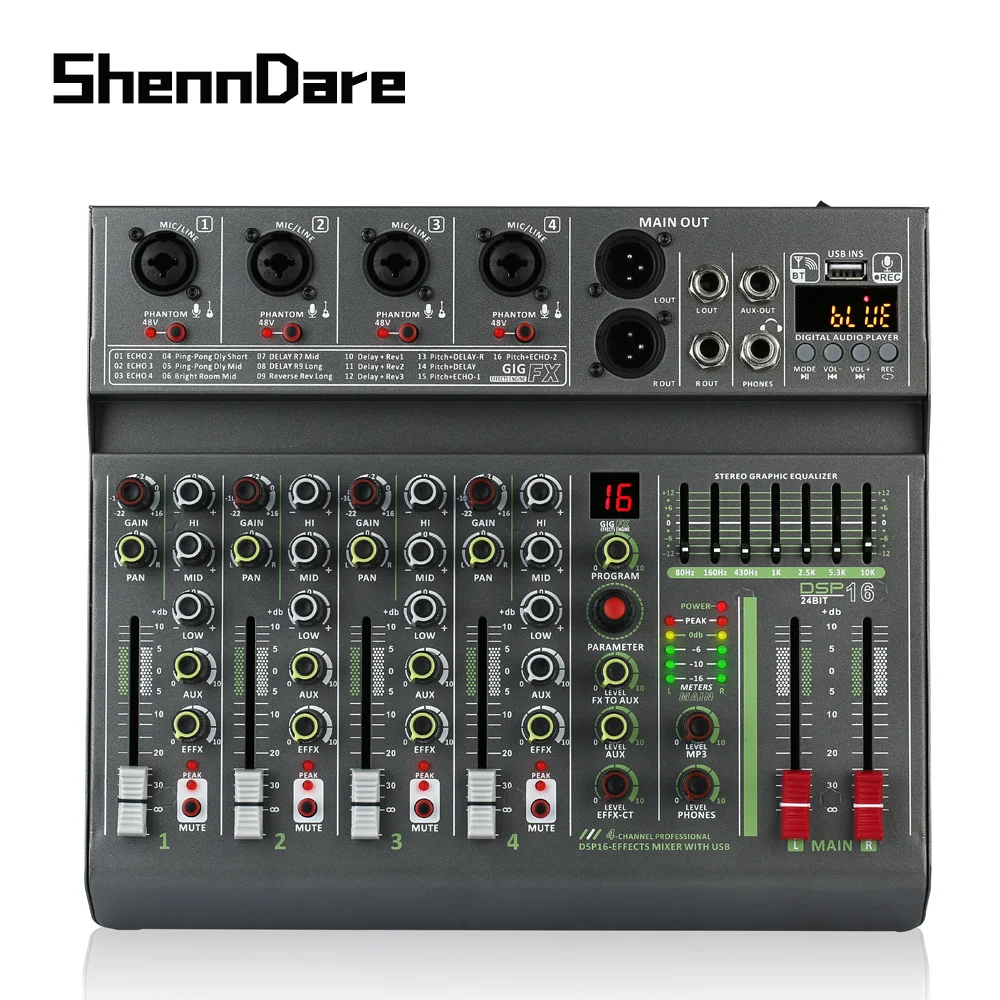 Misturador de Áudio Reprodução do Computador Shenndare Profissional Effector Usb Bluetooth Monitor Gravação dj Mixer 48v Fantasma Td-16 16 Dsp - Image 6