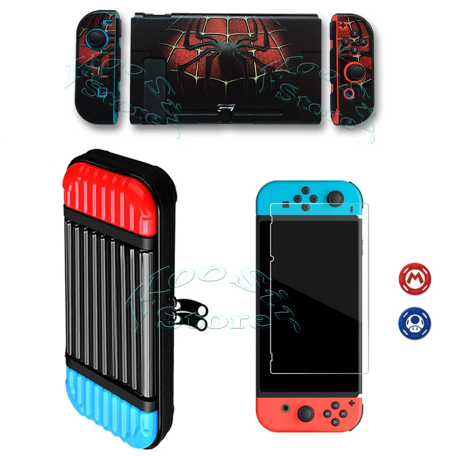 Жесткий чехол для nintendo s, сумка для переноски, защитная стеклянная пленка Nitendo Switch, цветная оболочка для nintendo Switch - Цвет: 5 in 1 Kit