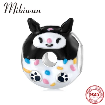 

Classic sweet black and white enamel Round Charms 925 Silver Animal Donuts Cute Beads fits Original European Bracelet Jewelry