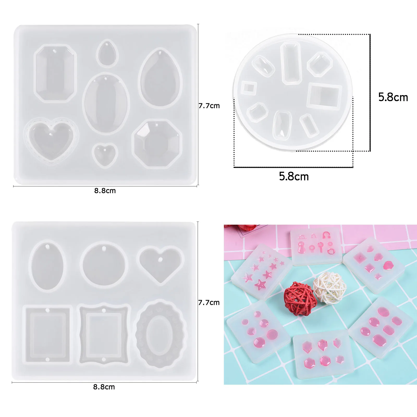 Pendant Silicone Mold Round Heart Drop Eraings Resin Mold For Necklace Keychain DIY Crystal Epoxy Resin Jewelry Making