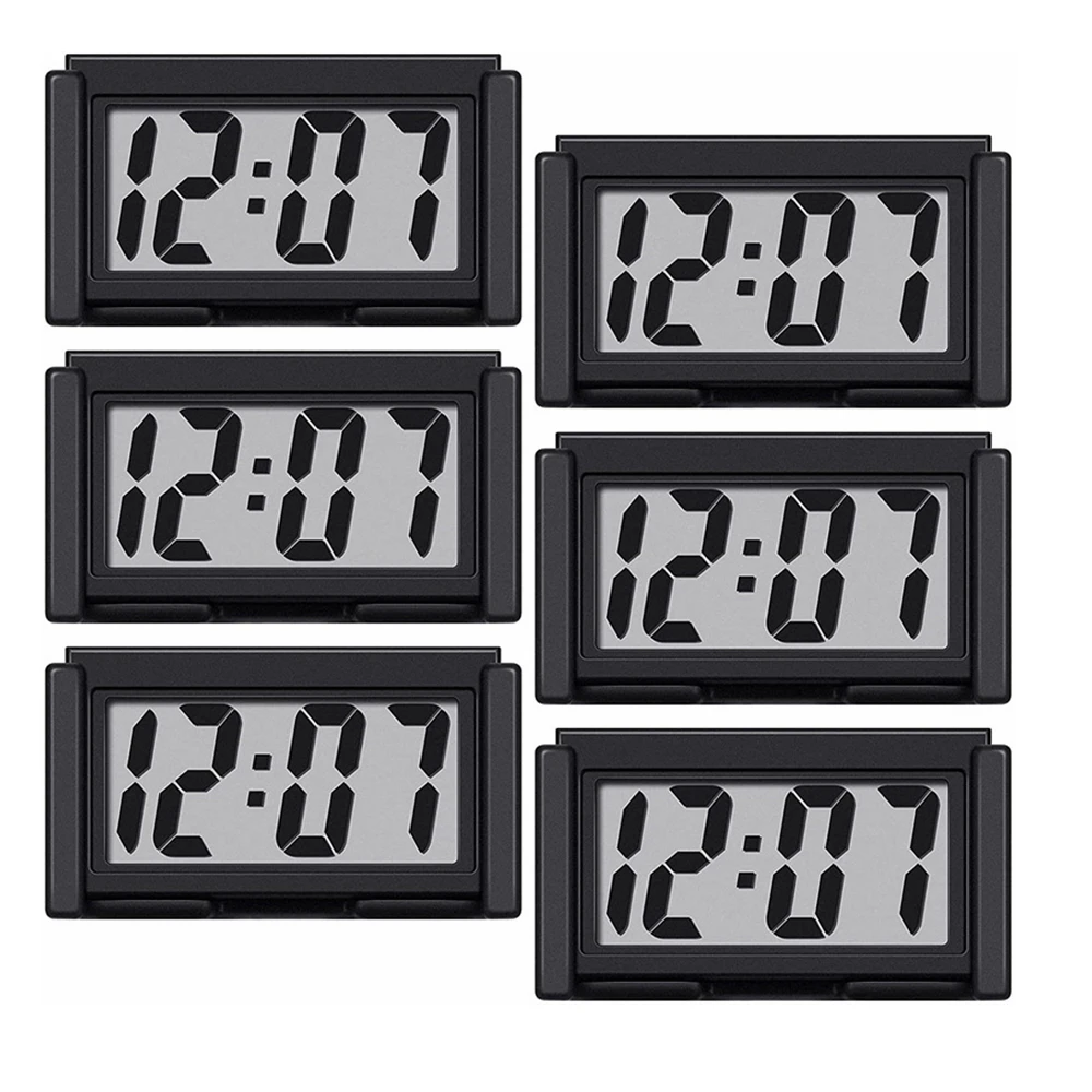 Mini Car Clock Car Dashboard Clock Auto Car Truck Dashboard Time Vehicle  Electronic Digital Clock Self-adhesive Bracket Digital Clock Black