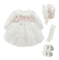 Newborn Baby Girl Dresses Clothes For 0-3 Month Set Party Birthday Dress Outfits 0-1 Years Shoes Tights & Long Socks Christening 5