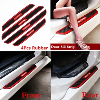 

4Pcs/set Threshold bars Carbon Fiber Car Door Scuff Plate Sill Cover Panel Step Protector Accessories Parts Universal Rubber