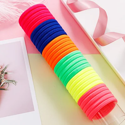 100PCS Mix Colors 2 1 комплект, 4 см, милые цветные эластичные волосы полосатые дети, прекрасный конский хвост, держатель, резинки для волос, повязки для волос аксессуары - Цвет: 100PCS Mix Colors 2