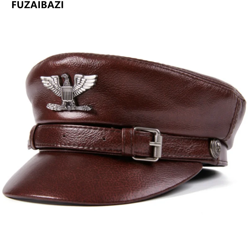 Кепка из натуральной воловьей кожи для мужчин и женщин немецкая военная шапка