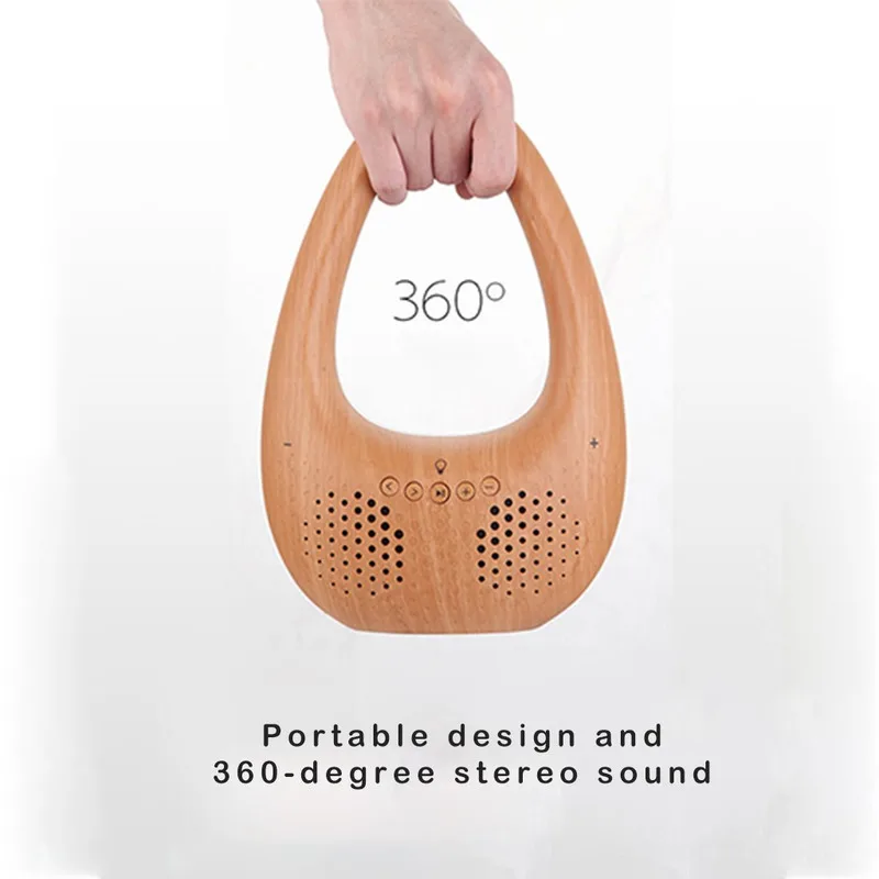 

Portable Bluetooth Speaker Wireless Wooden Colorful LED Light Music Player Touch 3D Surround Sound TF Card Subwoofer Support AUX