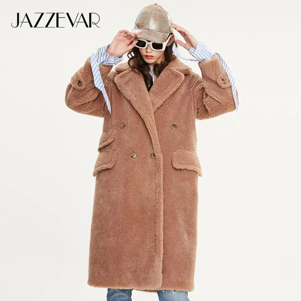 JAZZEVAR 2019 Зимнее новое поступление пальто с мехом женская верхняя одежда свободная