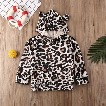 

Autumn Baby Girl Boy Outerwear Leopard Pattern Casual Long Sleeve Hoodie Coat Outfits Tops