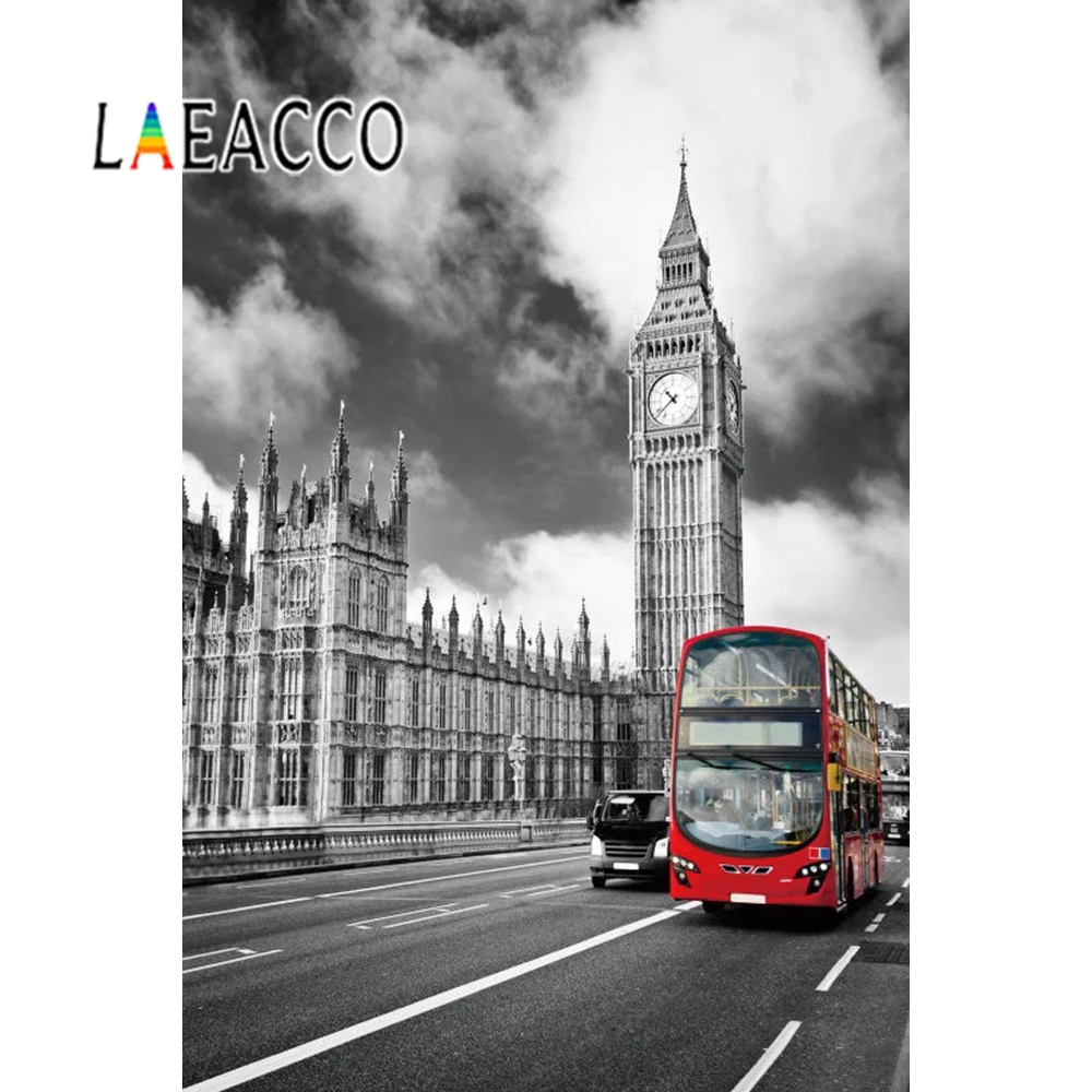 

Laeacco Street View Big Ben Bus Cloud Photo Gallery Photographic Backdrops Vinyl Customized Photo Backgrounds For Photo Studio
