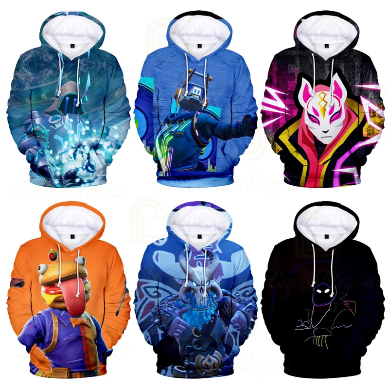 con capucha de Fortnite para hombre y mujer, chaqueta con estampado de dibujos animados de Battle Royale, Tops para adolescentes y niños, sudadera en 3D|Sudaderas con capucha y sudaderas| -