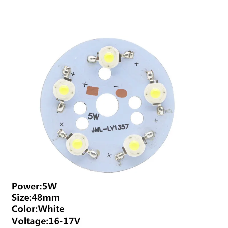 5W 48mm White 1 шт. 3 Вт 5 Вт 7 Вт светодиодный Cree светодиод светодиодный s чип 1 Вт чипы с 23 мм 30 мм 48 мм алюминиевая печатная плата для DIY фонарик прожектор - Испускаемый цвет: 5W 48mm White