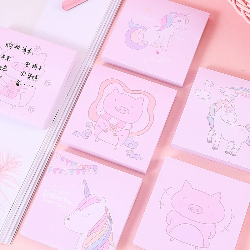 South Korea GIRL'S Heart Cartoon Unicorn Sticky Notes Portable Message Notebook Portable Removable Self-stick Notes Notepad Smal