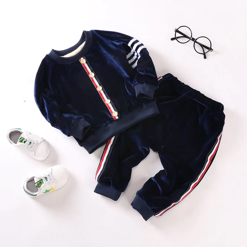 

Baby Boy Clothes Sets Winter Warm Sports Suit for Girls Plus Velvet Warm Tops+pants 2pcs Tracksuits Toddler Children Clothes Set