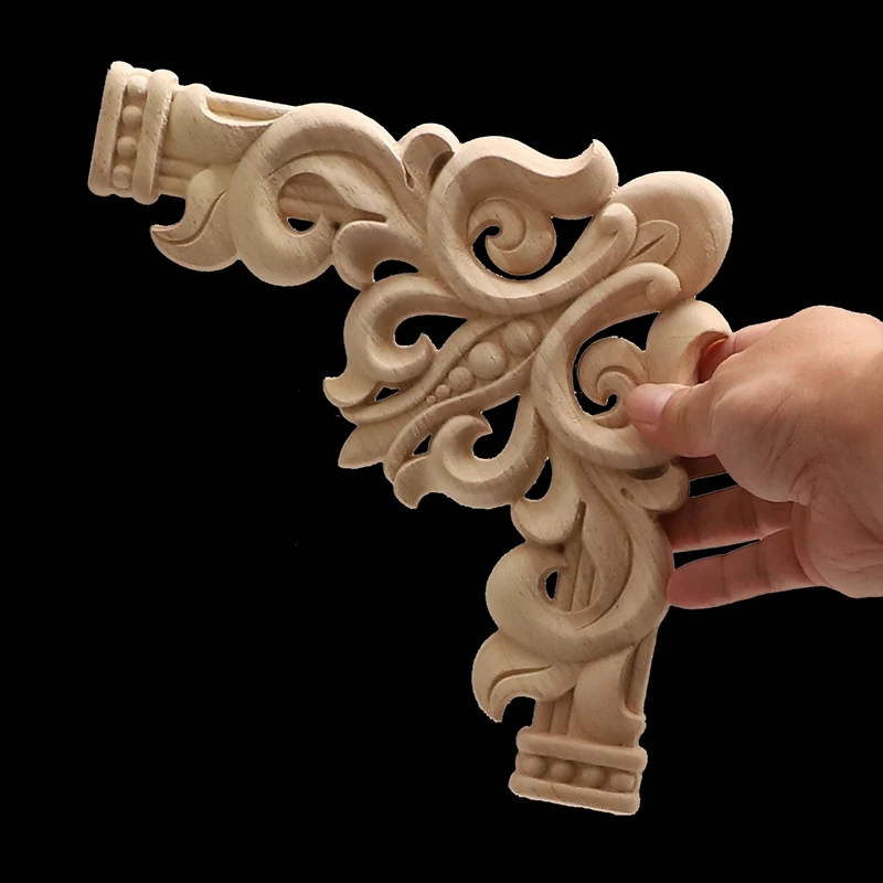 Wood Appliques Corner Flower Exquisite Carving Natural Furniture Wooden Mouldings Vintage Unpainted Accessories Decoration Decal For ornament crafts,miniature ornament,wooden figurine crafts,resin crafts,wood figurines
