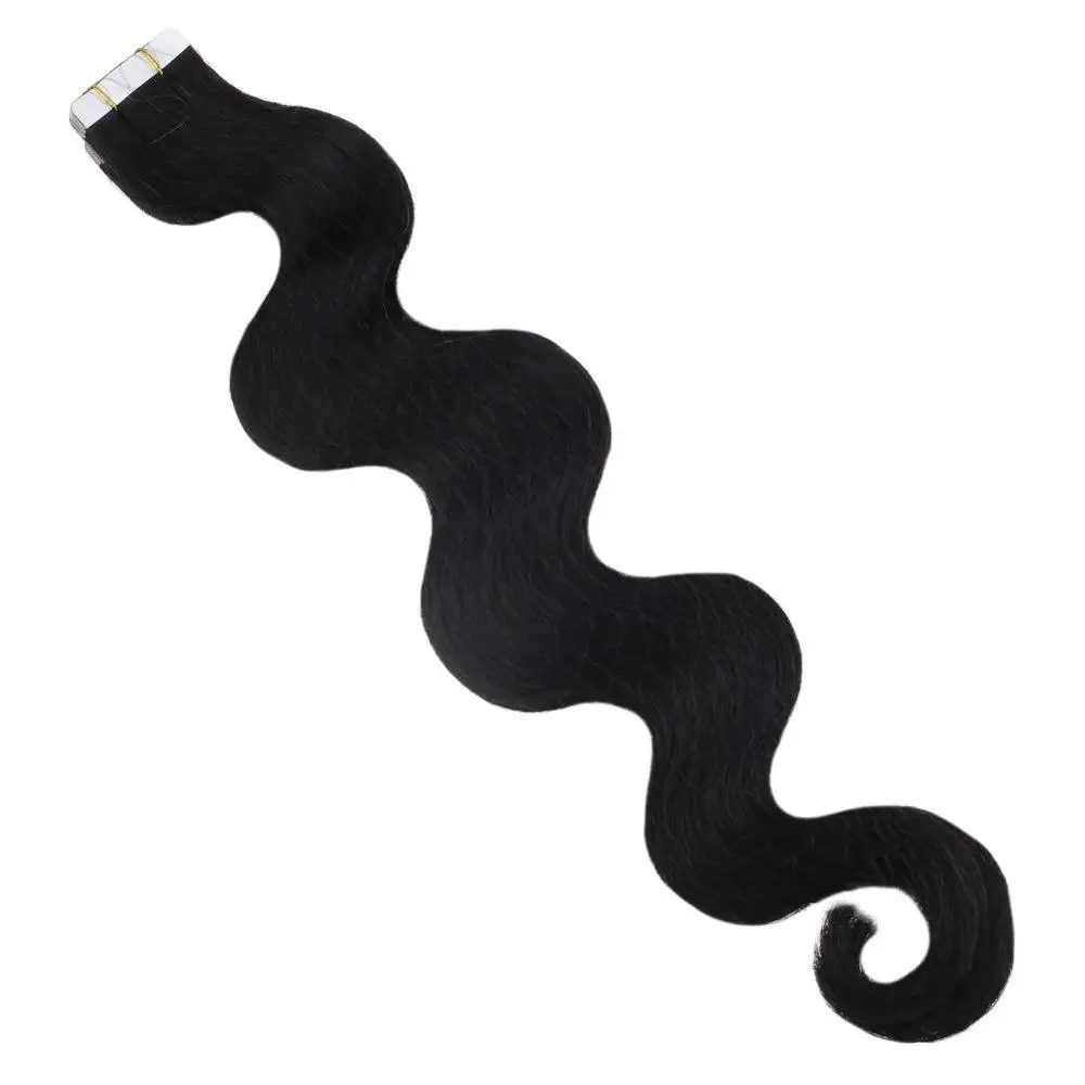 VeSunny Curly Hair Extensions Tape Ins Natural Black Curly Human Hair Extensions Skin Weft Kinky Tape in