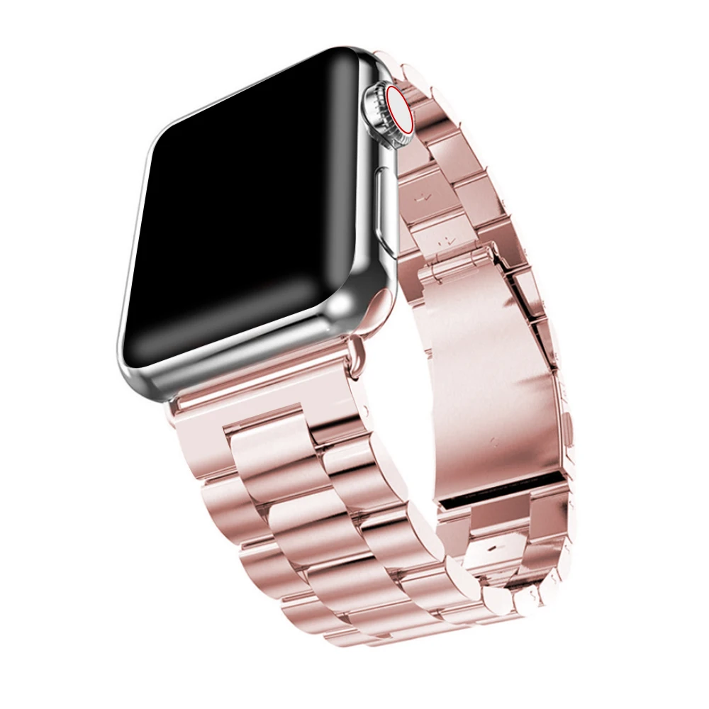 Нержавеющая сталь ремешок подходит для наручных часов Apple Watch 4 40 мм 44 металла в едином положении во время занятий легкой атлетикой, браслет относится к наручных часов iwatch серии 3/2/1, 42 мм, 38 мм - Цвет ремешка: Pink gold