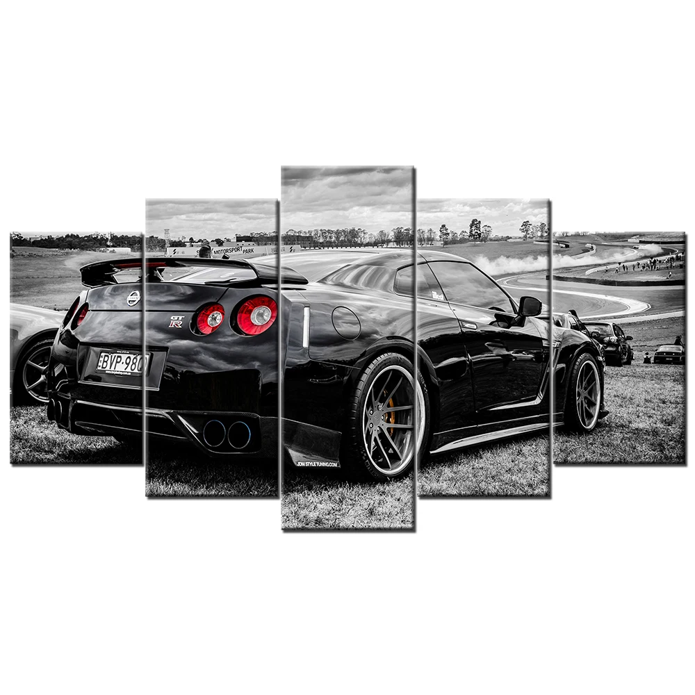 5 Pieces Canvas Wall Art Nissan Gtr Paintings Hd Printed Posters