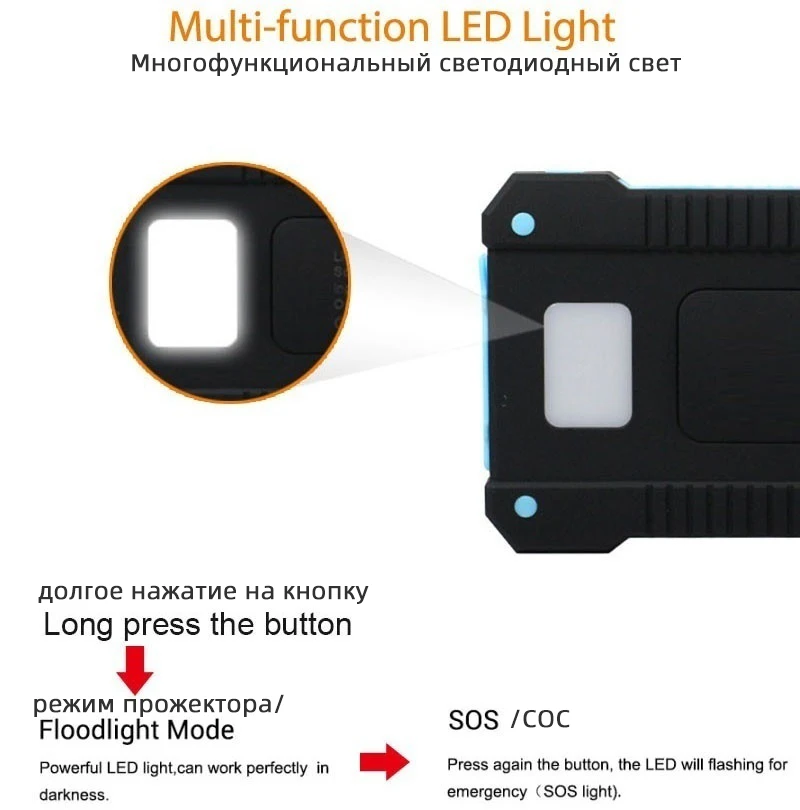 Солнечный внешний аккумулятор 20000 мАч 2 USB внешний водонепроницаемый внешний аккумулятор портативное зарядное устройство Внешний аккумулятор для Xiaomi IPhone