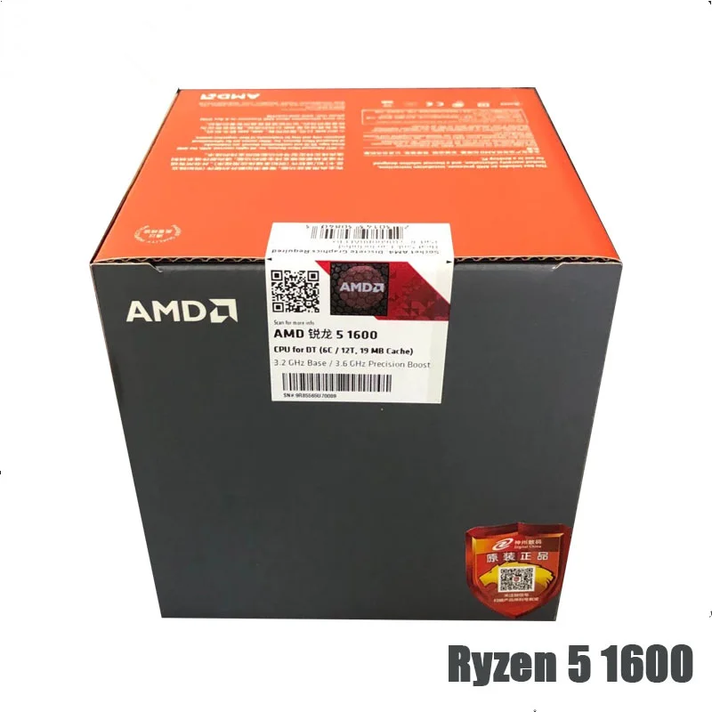 AMD Ryzen 5 1600 R5 1600 Процессор Оригинальное 6Core 12 нитей AM4 3,2 ГГц 65W 19MB Кэш 14nm DDR4 Настольный YD1600BBM6IAE