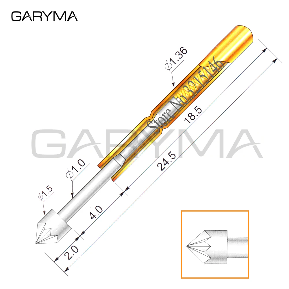 100Pcs P160-LM2 Dia 1.5mm Spring Test Probes Pogo Pin Length 24.5mm Stroke Spring Froce:140g Tool | Инструменты