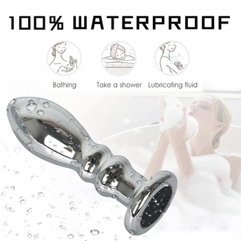 Stainless Steel Anal Vibrators For Men Metal Vibrating Anal Plug Anal Prostate Massager Dildo Sex Toys for Women Gay Butt Plug 4
