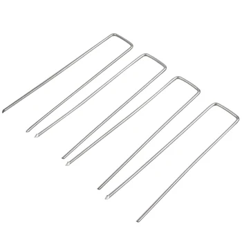 

50 Pack Galvanized Landscape Fabric Staples Garden Stakes 6 Inch Heavy Duty Landscape Pins