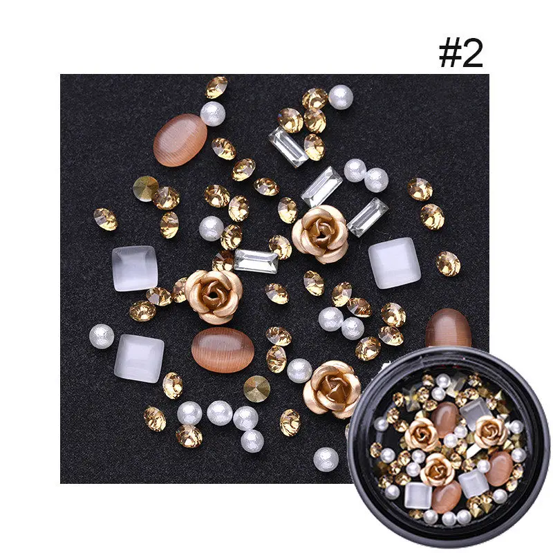 1440 Pcs/Bag Mixed-Size Nail Rhinestone AB Color Round Flat back Crystals 3D Nail Art Decoration DIY Manicure for UV Gel Polish - Цвет: 44