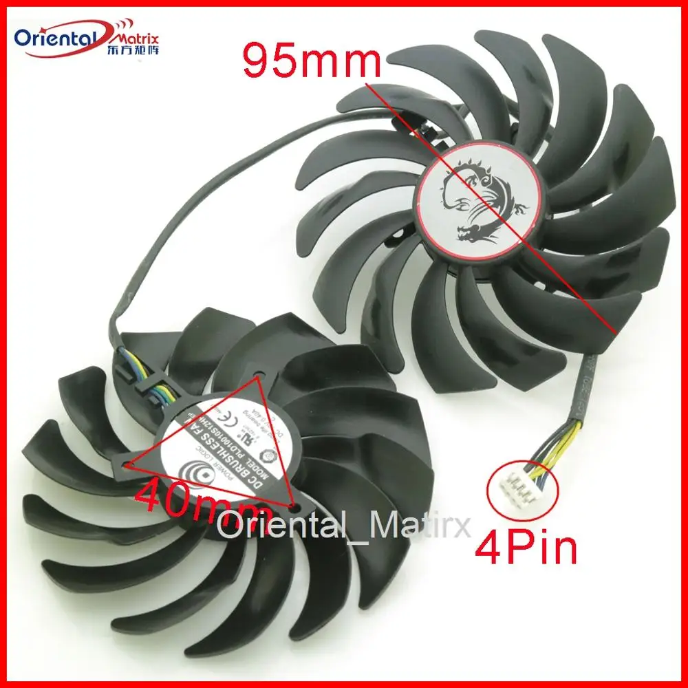 Ventola Vga 2 Pz/Lotto 12V 0.40A 95Mm Per Msi Gtx1080Ti Gtx1080 1070 1060 1050Ti Rx470 Rx480 Rx570 Rx580 Ventola Di Raffreddamento Gpu